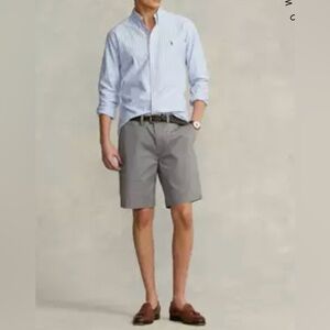 Men’s Polo by Ralph Lauren Gray Flat Front Chino Shorts